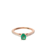 10k Rose Gold .37ct Oval Colombian Emerald /.25ct G VS2 Round Diamond Ring (Certificate By Mac from Colombia)